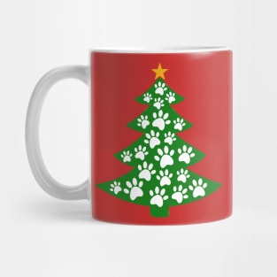 Funny Dog Paws Lover Merry Christmas Tree Mug